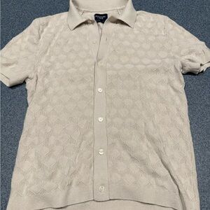 Abercrombie & Fitch Cream Polo Shirt Textured Knit